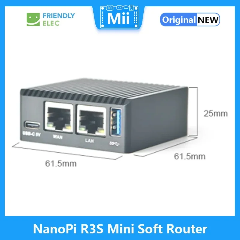 Friendly NanoPi R3S LTS 1GB/2GB RAM 0GB/32GB EMMC Mini enrutador suave con Rockchip RK3566 Android Box puerto de red dual - imagen 3