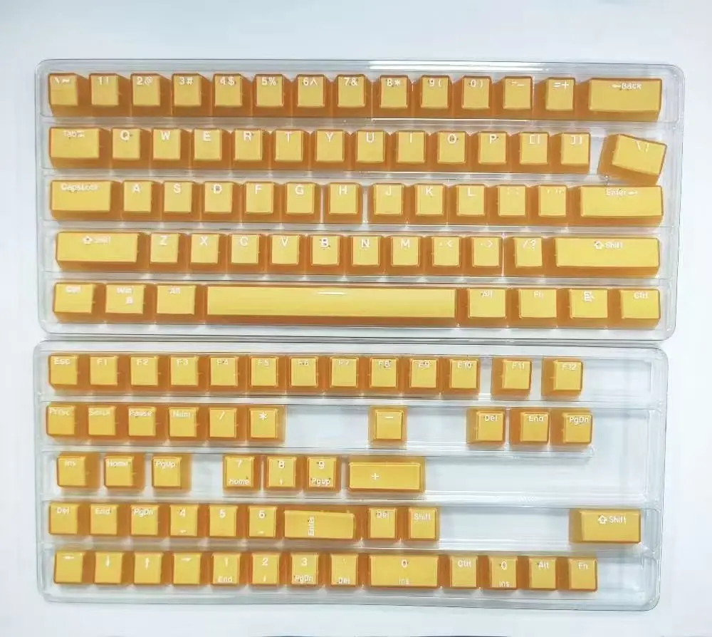 Teclas translúcidas de pudín de Jade dorado de 114 teclas, teclas transparentes PBT brillantes, perfil OEM para interruptores MX, teclado mecánico - imagen 5
