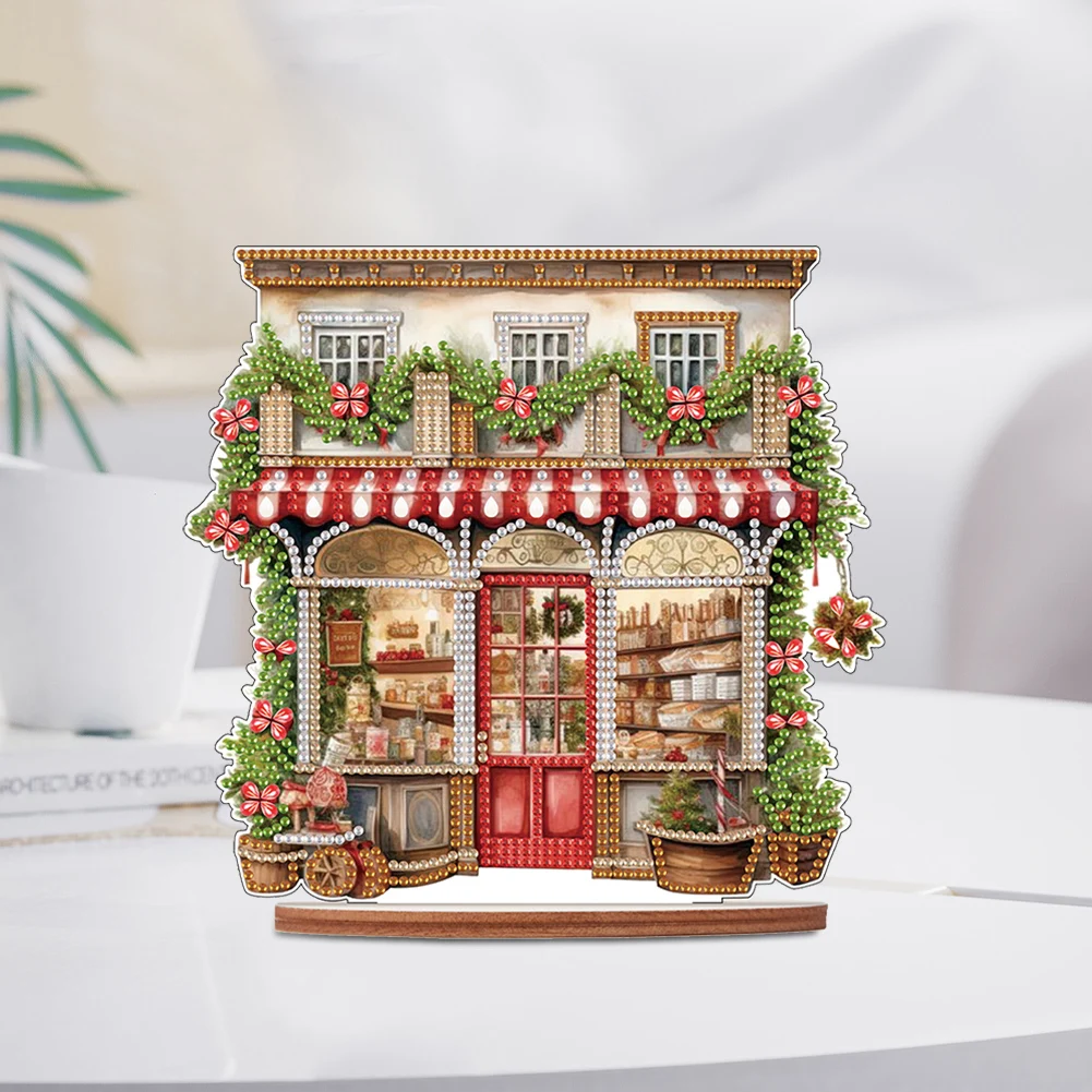 Pintura de diamantes de madera para decoración de escritorio, Kit de adornos para mesa de Navidad, oficina y hogar - imagen 4