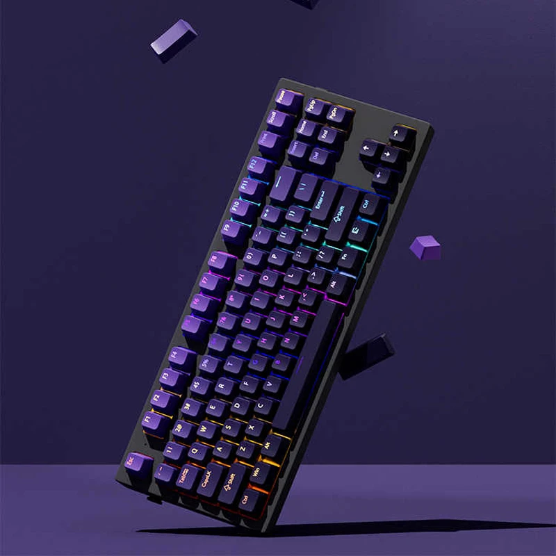 Teclas PBT de doble disparo violeta degradado personalizado, 130 teclas, perfil OEM, brillo superior a través de teclas para interruptores MX, teclado para juegos - imagen 2