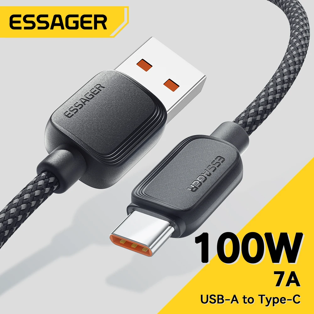 Cable Essager 7A USB tipo C para Realme Huawei Mate60 100W PD Cable de carga rápida para Samsung Oneplus Xiaomi Cable cargador USB-A