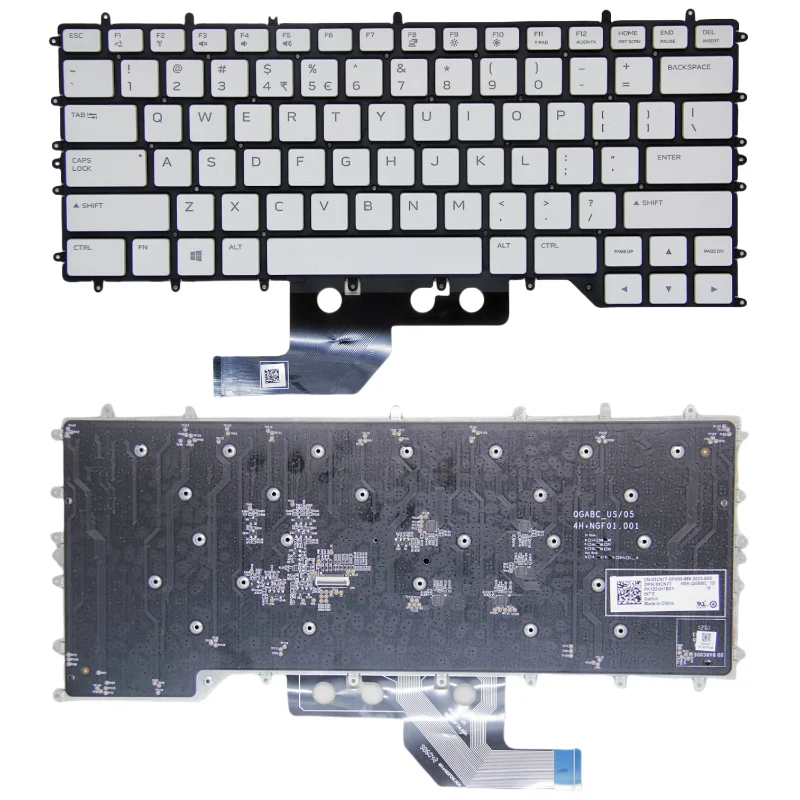 Teclado para portátil estadounidense con retroiluminación RGB para Dell Alienware M15 R2 2019 año sin marco negro/blanco - imagen 2