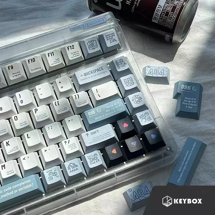 Juego completo de teclas personalizadas, diseño KCA, Helloworld, perfil de cereza, tinte de 5 lados, SUB PBT, Teclado mecánico - imagen 5