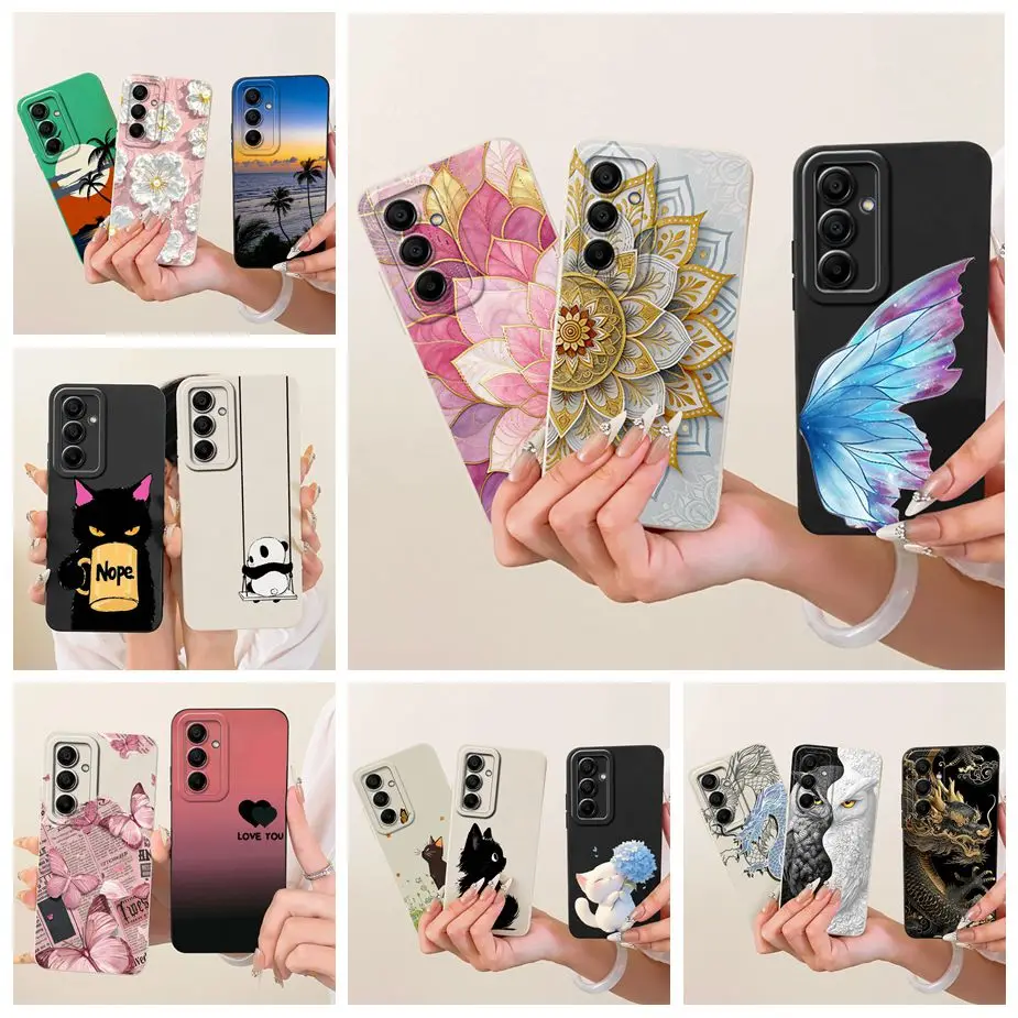 Para Samsung Galaxy A15 A25 A35 A55 5G funda de lujo flores caramelo pintado funda de teléfono para Samsung A15 A 25 35 Galaxy A55 carcasa suave