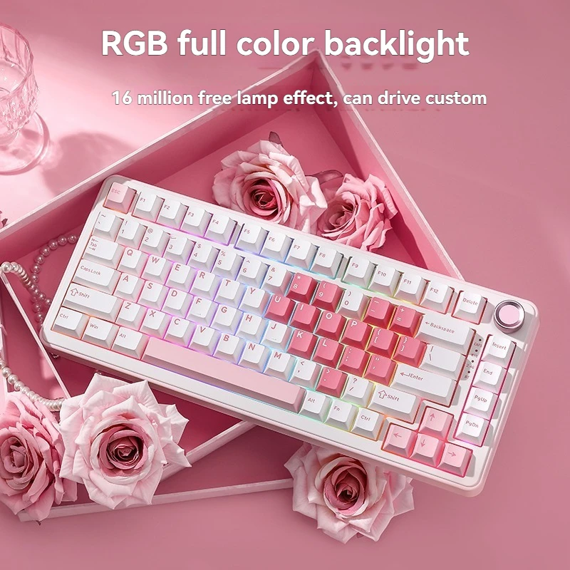Teclado inalámbrico B75Pro, diseño 75%, personalizado, triodo, Bluetooth, intercambio en caliente, teclado con junta RGB, teclados mecánicos para juegos y oficina - imagen 5