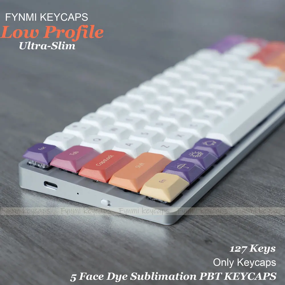 Nubes de niebla perfil bajo 127 teclas diseño ANSI 5 teclas PBT de sublimación de tinte lateral para interruptor de perfil bajo Gateron - imagen 3