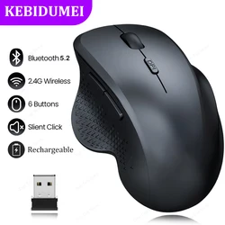 Ratón Inalámbrico Recargable Doble Modo Bluetooth y 2,4G para Juegos