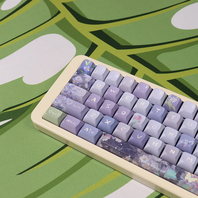 Teclas de color púrpura para teclado mecánico Cherry MX Switch, 156 teclas, elemento de flor, PBT Dye-Sub Cherry - imagen 3