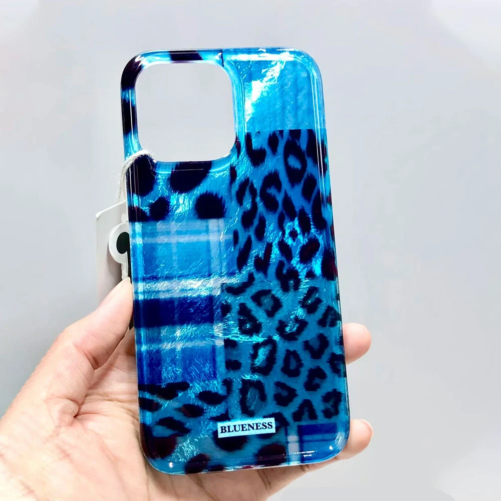 Funda de teléfono con textura de vórtice de chica con estampado de leopardo azul Vintage para Samsung Galaxy S25 Edge S24 S23 S22 S21 S20 FE Plus Ultra - imagen 3
