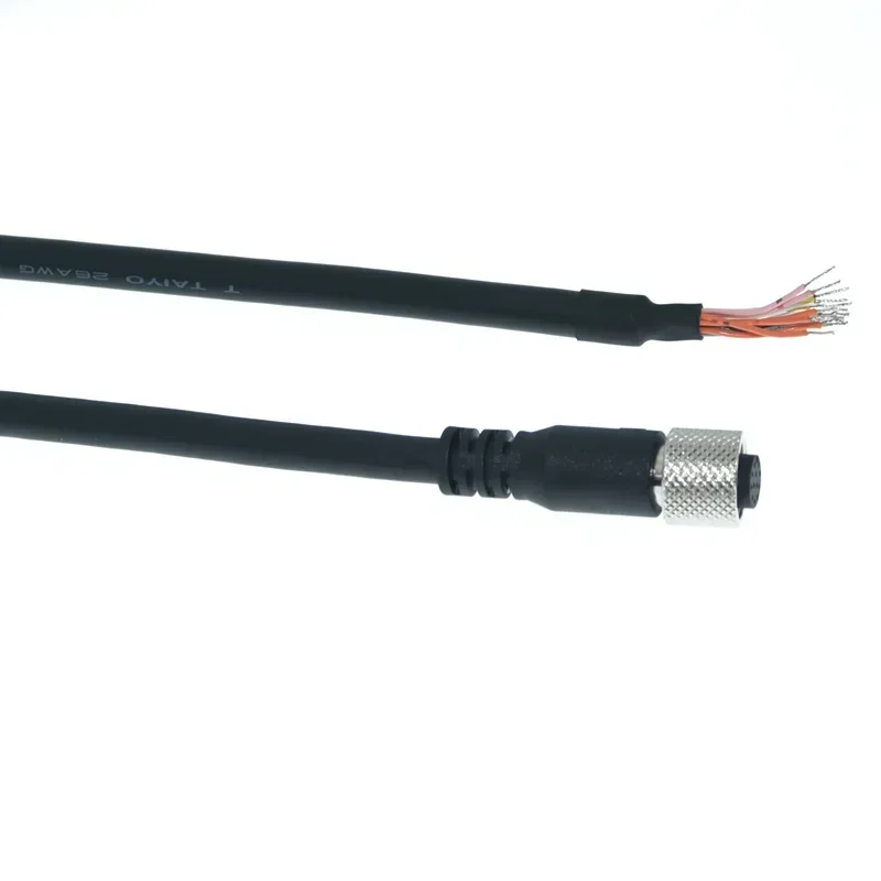 Para Cable de alimentación de cámara Microscan Cognex M12 orificio de cabeza de 8 polos y 12 polos altamente Flexible con cable blindado 1m 2m 3m 5m 10m - imagen 5
