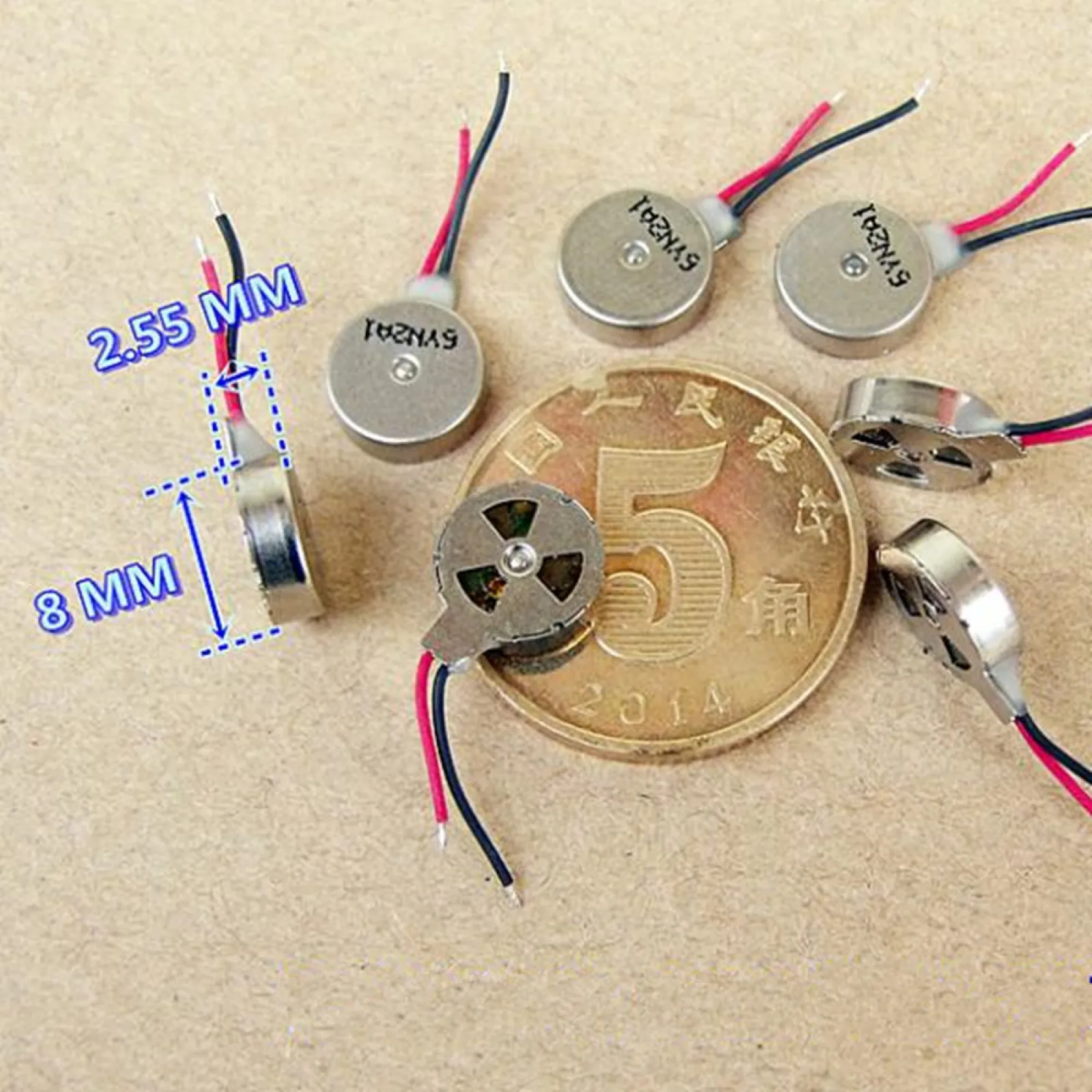 5 uds Micro DC Motor de vibración sin escobillas 8mm * 2,55mm DC 3V motores de botón de Motor vibratorio plano para moneda de botón de teléfono - imagen 2