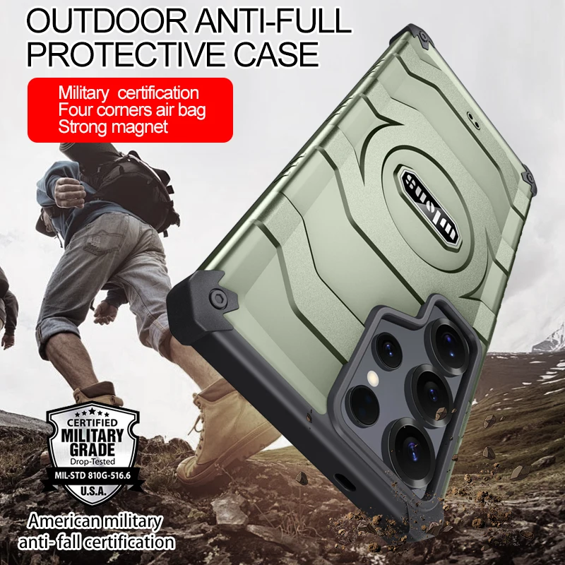 Wlons Fierce Warrior-funda magnética militar resistente Magsafe para Samsung Galaxy S25, funda trasera de protección Ultra probada por caídas - imagen 3