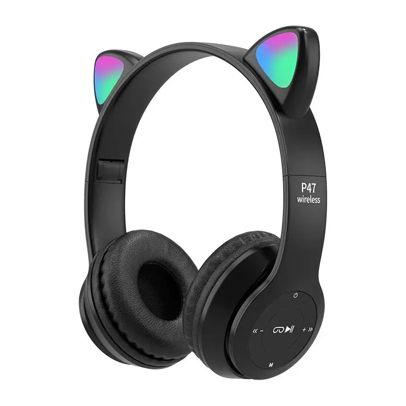 P47M auriculares inalámbricos con Bluetooth, cascos con luz LED para jugadores, impermeables, con cancelación de ruido