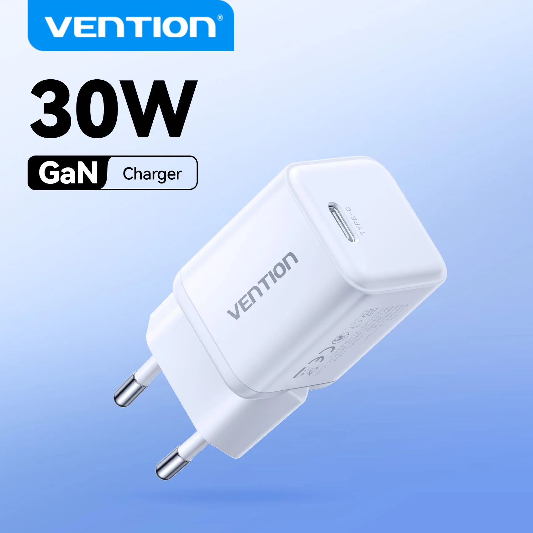 Cargador Vention 30W GaN para iPhone 16 15 14 13 Samsung S25 S24 cargador rápido PD3.0 QC3.0 cargador de teléfono tipo C cargador de tabletas - imagen 2