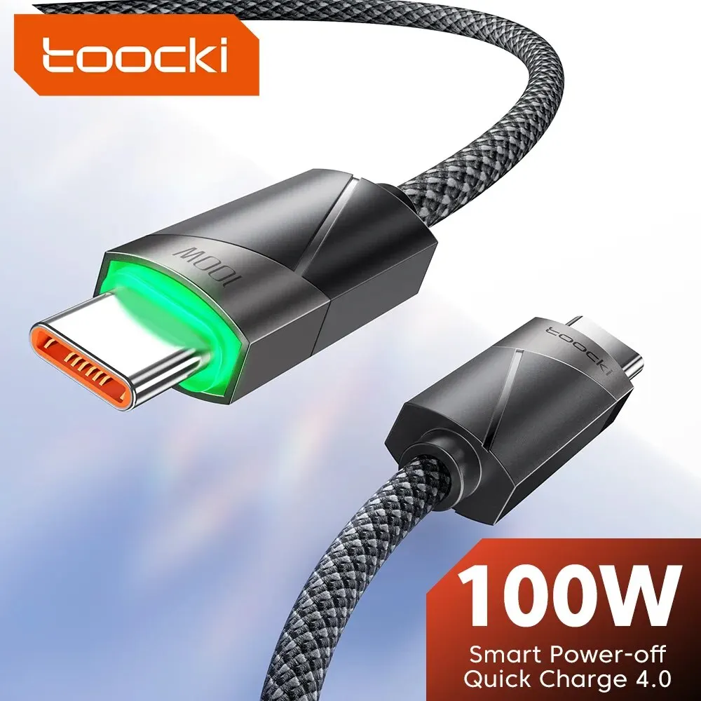 Toocki-Cable tipo C a tipo C, cargador de carga rápida PD de 100W, apagado inteligente, USB C a USB C para Xiaomi POCO F4 Macbook, Cable de datos