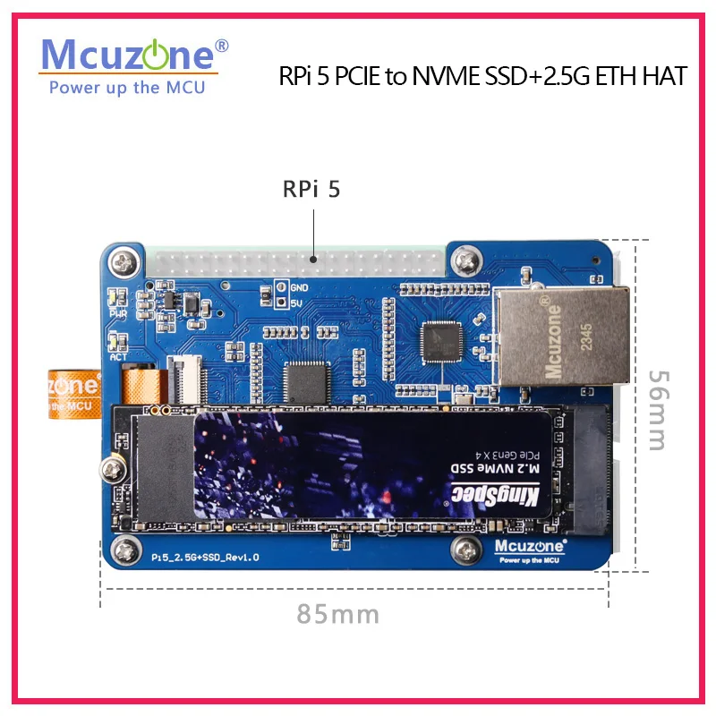 Modelo: MPS2.5G, Raspberry Pi 5 PCIE a NVME SSD+2.5G ETH HAT RTL8125, compatible con sistema operativo RPi, ubuntu, SSD de tamaño 2280,2242,2230 - imagen 3