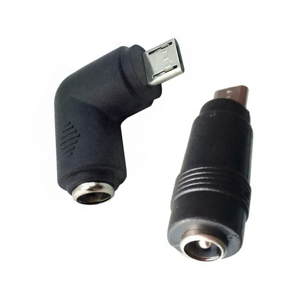 Adaptador macho de 90 grados DC5.5 * 2.1MM hembra a mirco USB/adaptador de interfaz CC a Android de codo