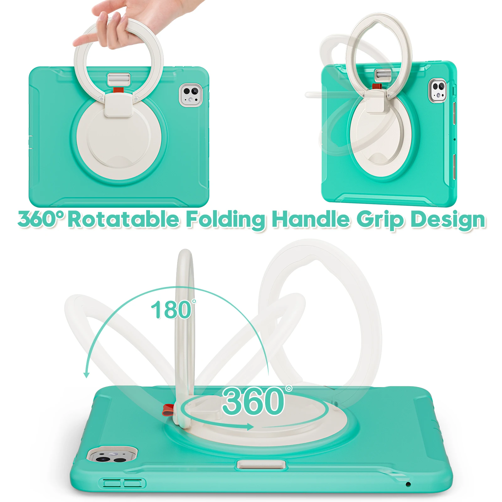 Funda con soporte de PC-TPU para Apple iPad Pro 11 2024 M4 modelo A2836 A2837 A3006, cubierta giratoria resistente, carcasa de 3 capas con ranura para bolígrafo - imagen 4