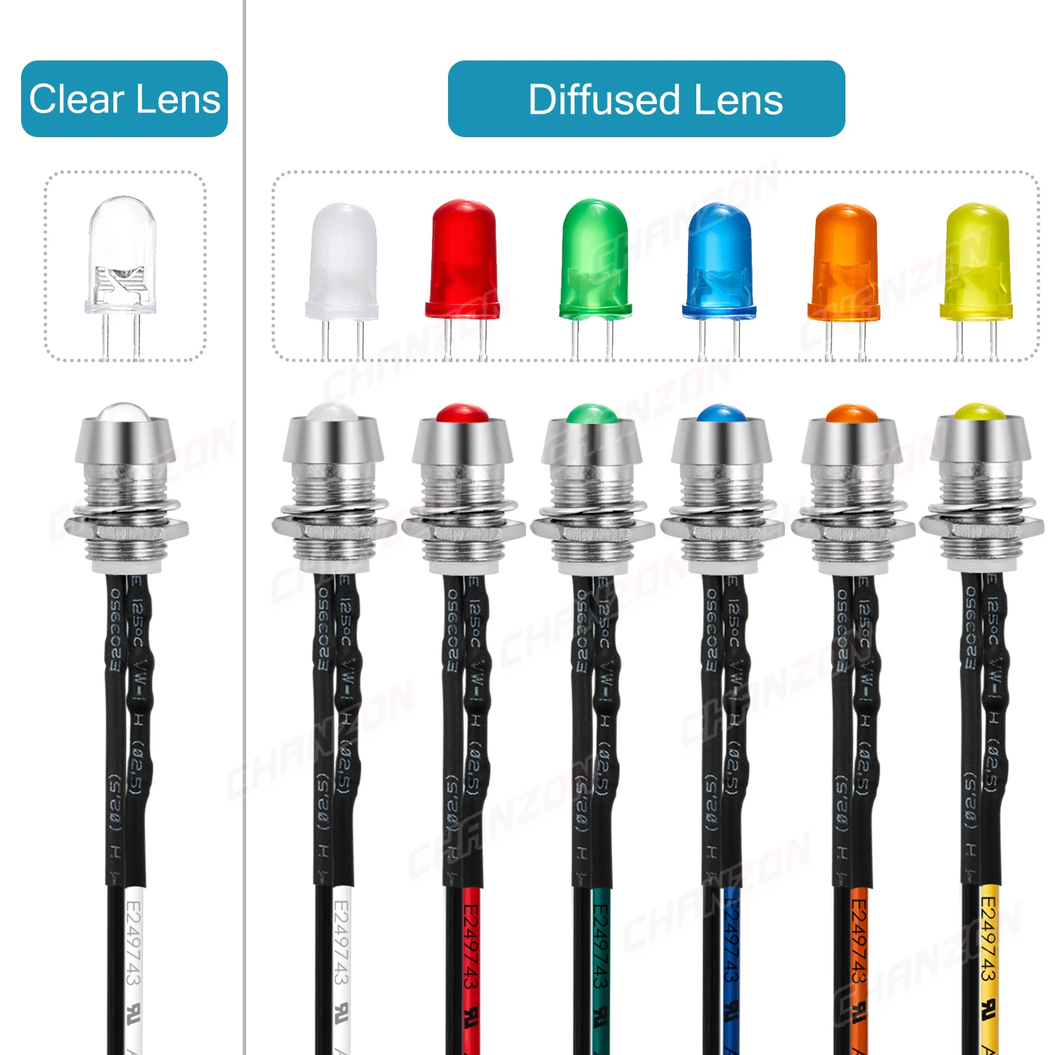 Kit de indicador LED de 12V, 8mm, blanco cálido, rojo, verde, azul, amarillo, naranja, 5mm, precableado con soporte, juego de diodos emisores de luz piloto - imagen 4