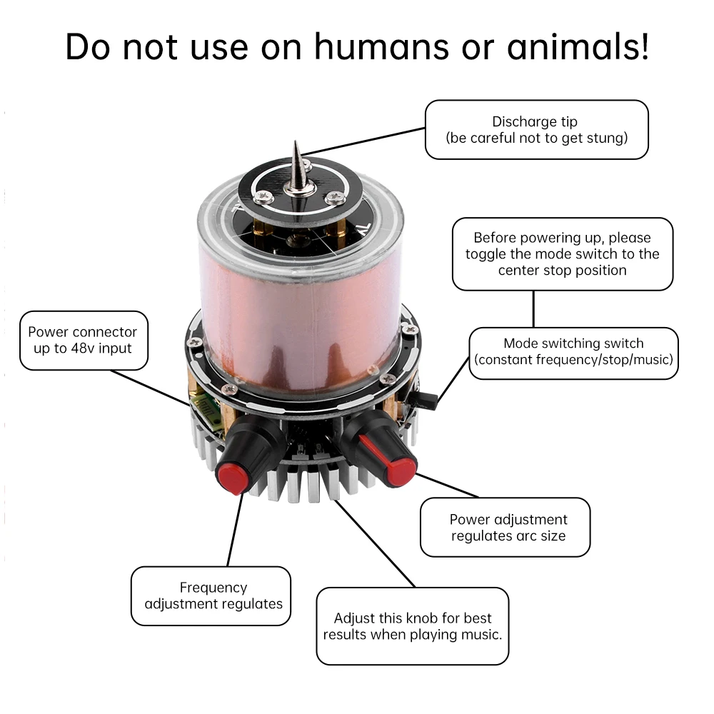 Bobina Tesla de música, altavoz inalámbrico Tesla, compatible con Bluetooth, generador de arco eléctrico Artificial de Plasma, alta potencia - imagen 3