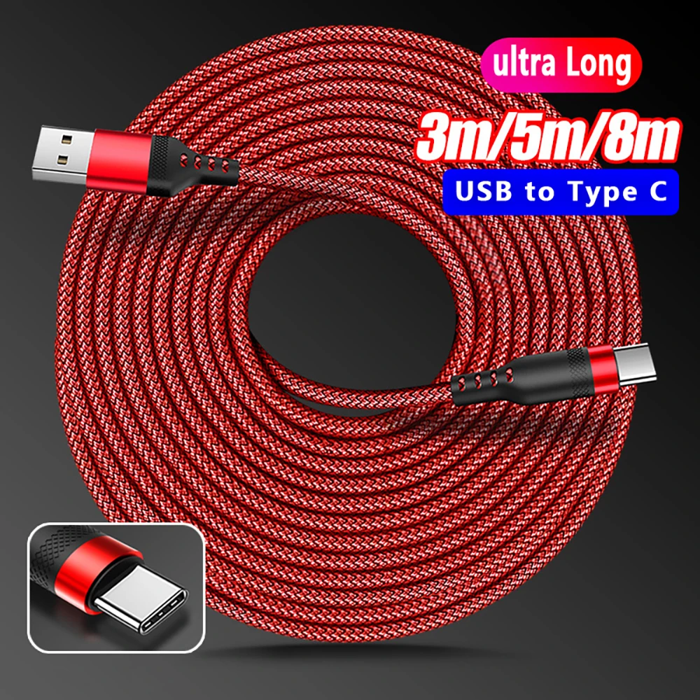 Cable de carga rápida USB tipo C Ultra largo, 66W, 6A, trenzado, para Samsung Galaxy S24, Xiaomi, Huawei, cargador de teléfono, carga de distancia USB C - imagen 5
