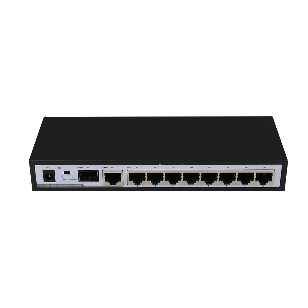 10 Ports Gigabit Unmanaged Switch Ethernet Switcher 9x 10/100/1000Mbps RJ45 Port and 1x 1000Mbps SFP Port Suitable for Desktop - imagen 2