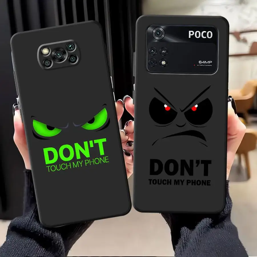 Funda de teléfono suave negra con diseño de ojo fresco de dibujos animados para Xiaomi Poco M3 M4 M7 Pro X3 X4 X5 X7 Pro C61 F3 F1 C40 C71 C75 C50 M5