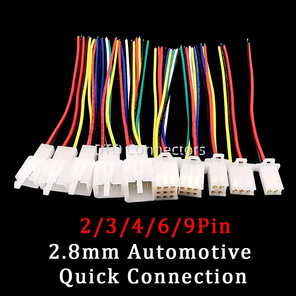 1/2/5 pares 2/3/4/6/9 pines 2,8mm conexión rápida automotriz conector de cable eléctrico motocicleta coche macho hembra cable terminal enchufe