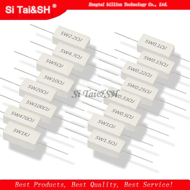 Resistencia de cemento de 10 piezas, 5W, 0,1 ~ 10k ohm, 5%, 0,22, 0,33, 0,5, 1, 10, 100, 1K, 10K ohm, 0.1R, 0.22R, 0.33R, 0.5R, 1R, 10R, 100R - imagen 2