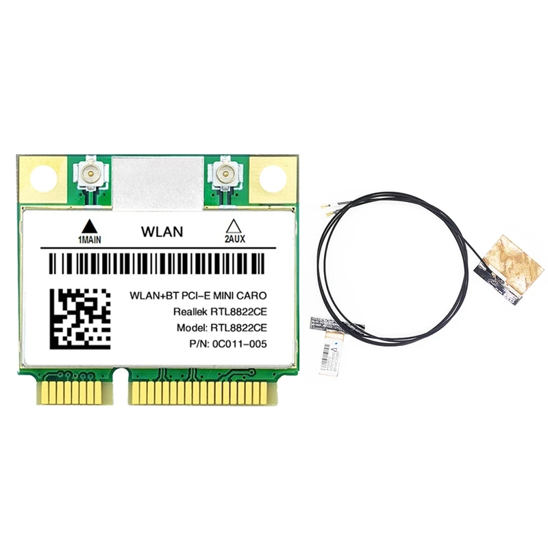 Tarjeta Wifi RTL8822CE + antena 802.11AC red Mini Pcie BT5.0 compatible con ordenador portátil/PC Windows 10/11