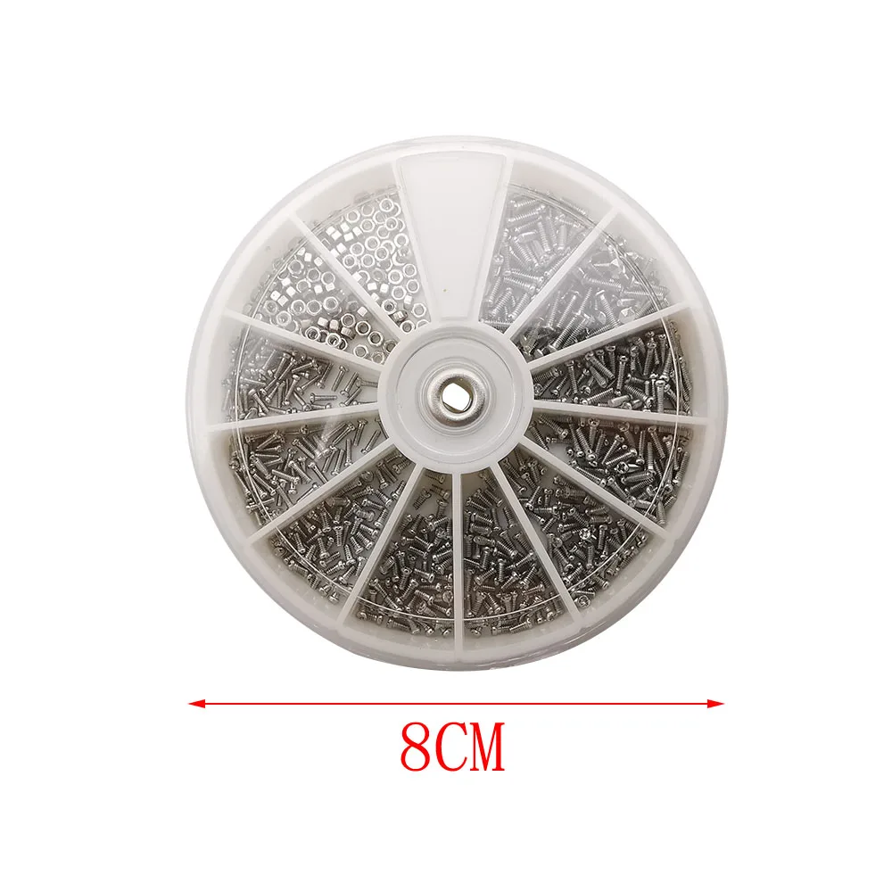 600 unids/caja Mini tornillos tuercas surtido Kit M1 M1.2 M1.4 M1.6 tuerca de tornillo pequeña con destornillador para reparación de gafas de reloj DIY - imagen 2