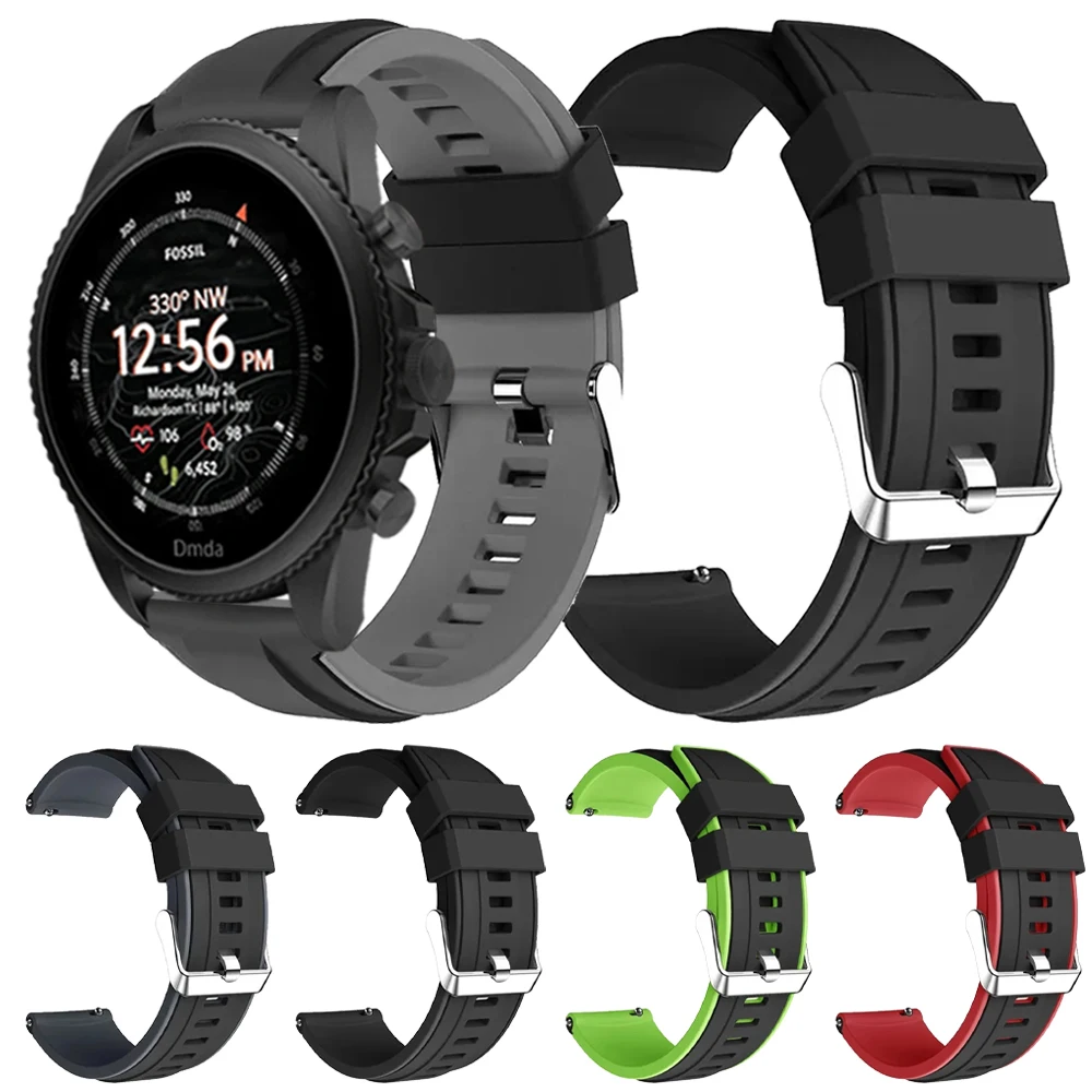 Correa deportiva de silicona para Fossil gen 6, 44mm, Gen6 5 5e/Gen 5 LTE, 45mm, pulsera de repuesto, transpirable, 20mm, 22mm, accesorios