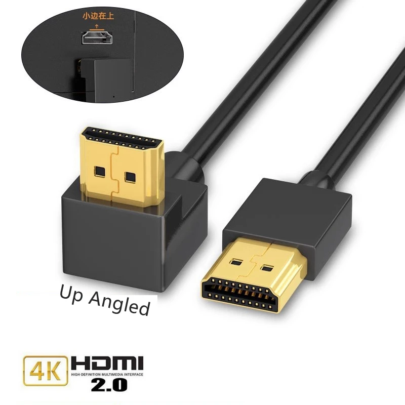 Adaptador HDMI 2,0 v 90 ángulo Cable de doble codo vídeo macho 4k 1080P 3D para HDTV XBOX PS3 ordenador Cabo hdmi TV box conmutador Hdmi - imagen 4