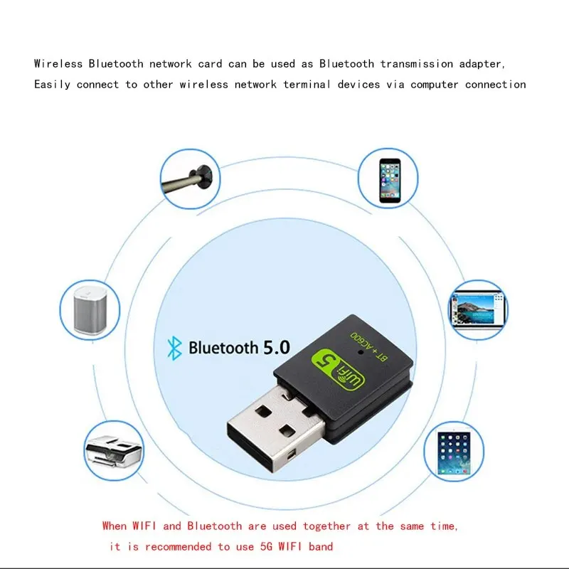 Unidad de tarjeta de red inalámbrica de doble banda de 600M, receptor de ordenador de alta velocidad 5G gratuito, Usb Bluetooth5.0 Wifi 2 en 1 - imagen 4