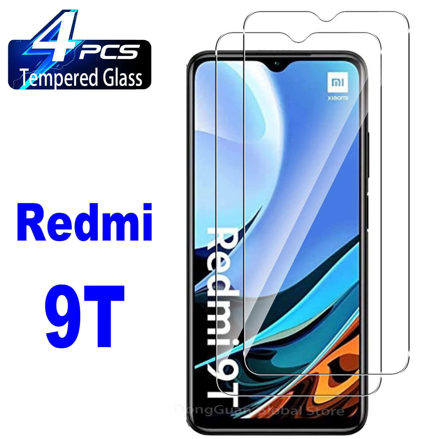 Película de vidrio templado 9H para Xiaomi Redmi 9T 2/4 piezas de vidrio protector de pantalla HD - imagen 2