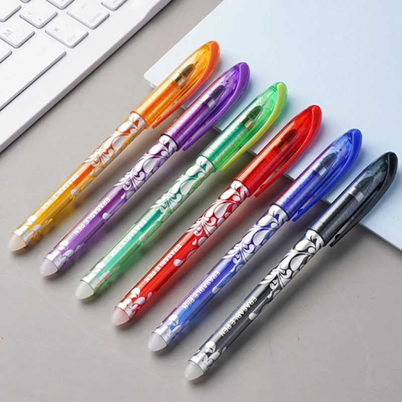 Juego de bolígrafos de Gel mágicos borrables, botella creativa, bolígrafos neutros borrables para estudiantes, 0,5mm, 6 colores, papelería para oficina y escuela, 1 Juego - imagen 3