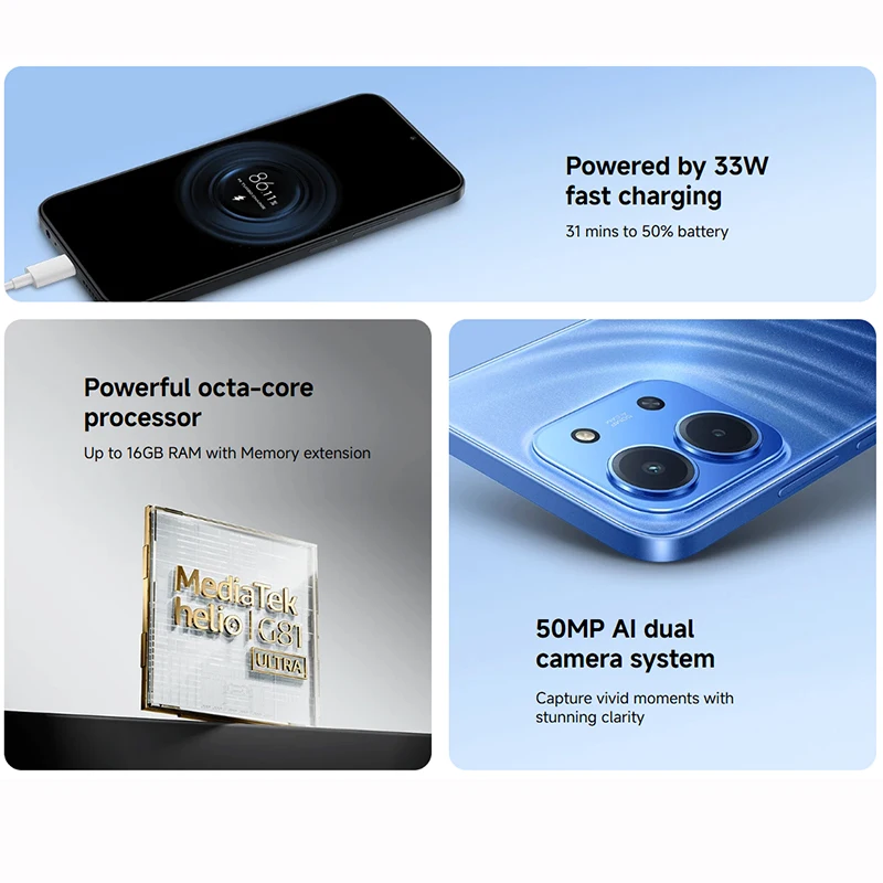 Versión Global Redmi 15C 4G NFC teléfono móvil 50MP AI cámara Dual 6000mAh 33W carga rápida teléfono móvil Smartphone 4G + 256GB - imagen 4