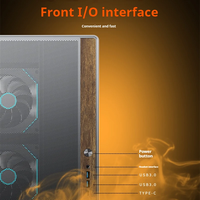 HESTART-placa base Star Track X ATX, lado de cristal transparente, TYPE-C, compatible con 360/240, caja de juegos para ordenador de escritorio refrigerada por agua - imagen 4