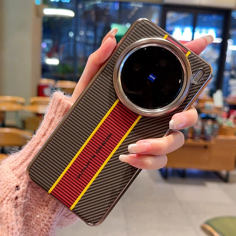 Para VIVO X200 Pro funda de lujo dura con diseño de fibra de carbono funda protectora trasera para VIVO X200 Pro Mini funda completa para teléfono - imagen 3