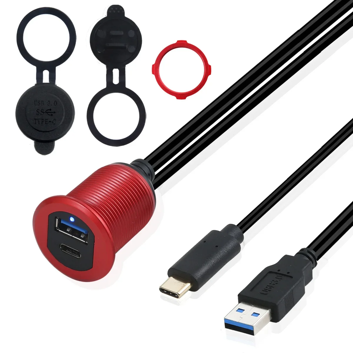 Adaptador USB 3,1 resistente al agua, Cable de extensión USB tipo C y USB3.0, montaje empotrado, extensión de montaje en barco para Panel de salpicadero - imagen 3