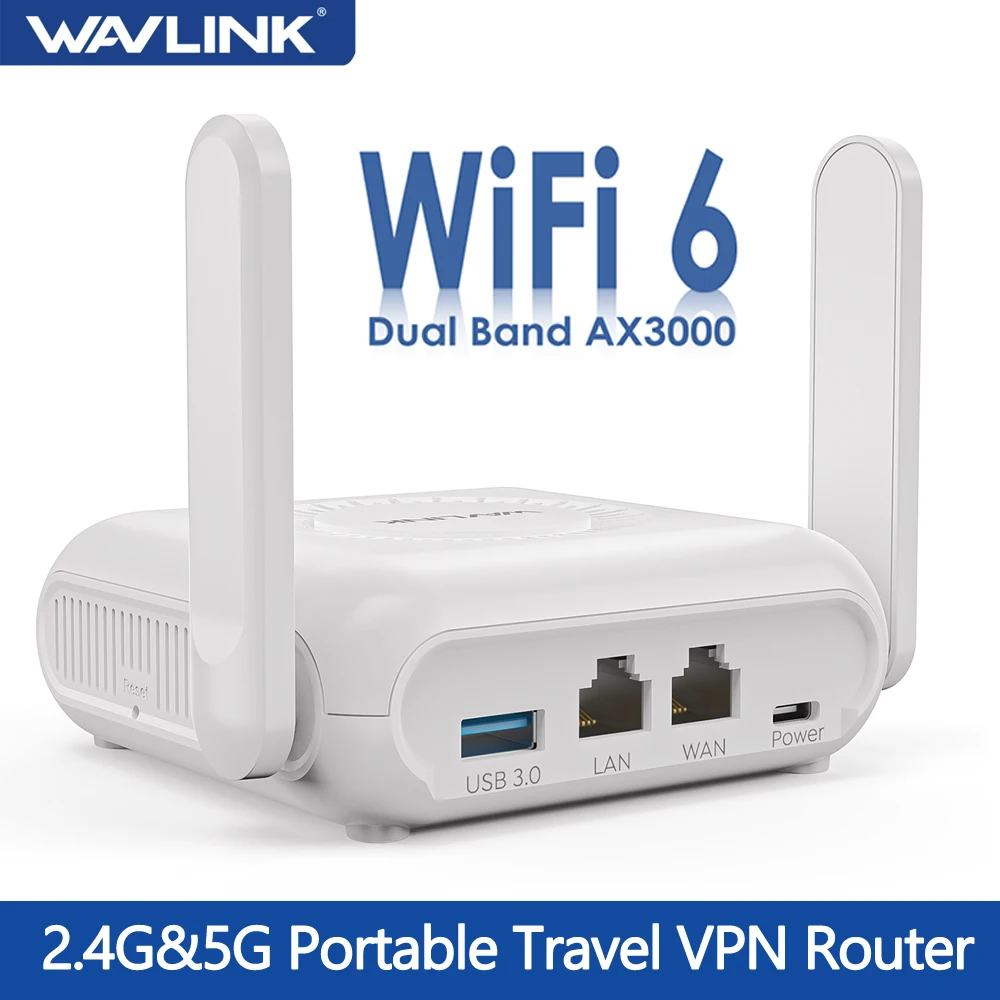 WAVLINK AX3000 Wi-Fi 6 enrutador Gigabit de viaje inalámbrico 5G enrutador VPN portátil para uso público y en Hotel crucero/RV/avión/Hotel iNet