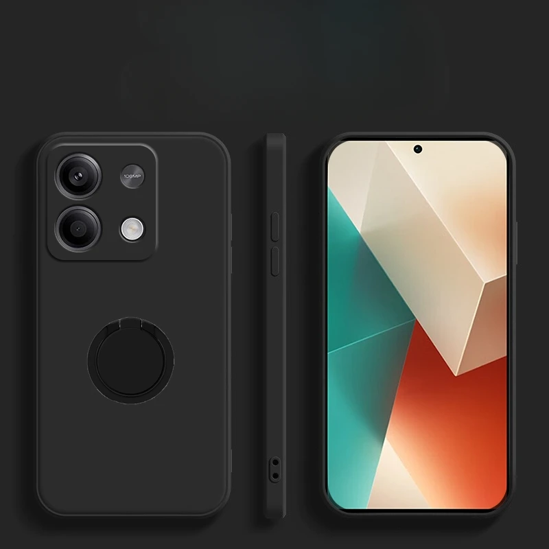 Funda de silicona cuadrada con anillo para dedo 360 para Xiaomi Redmi Note 13 Pro Plus 4G 5G, funda con soporte para teléfono - imagen 3
