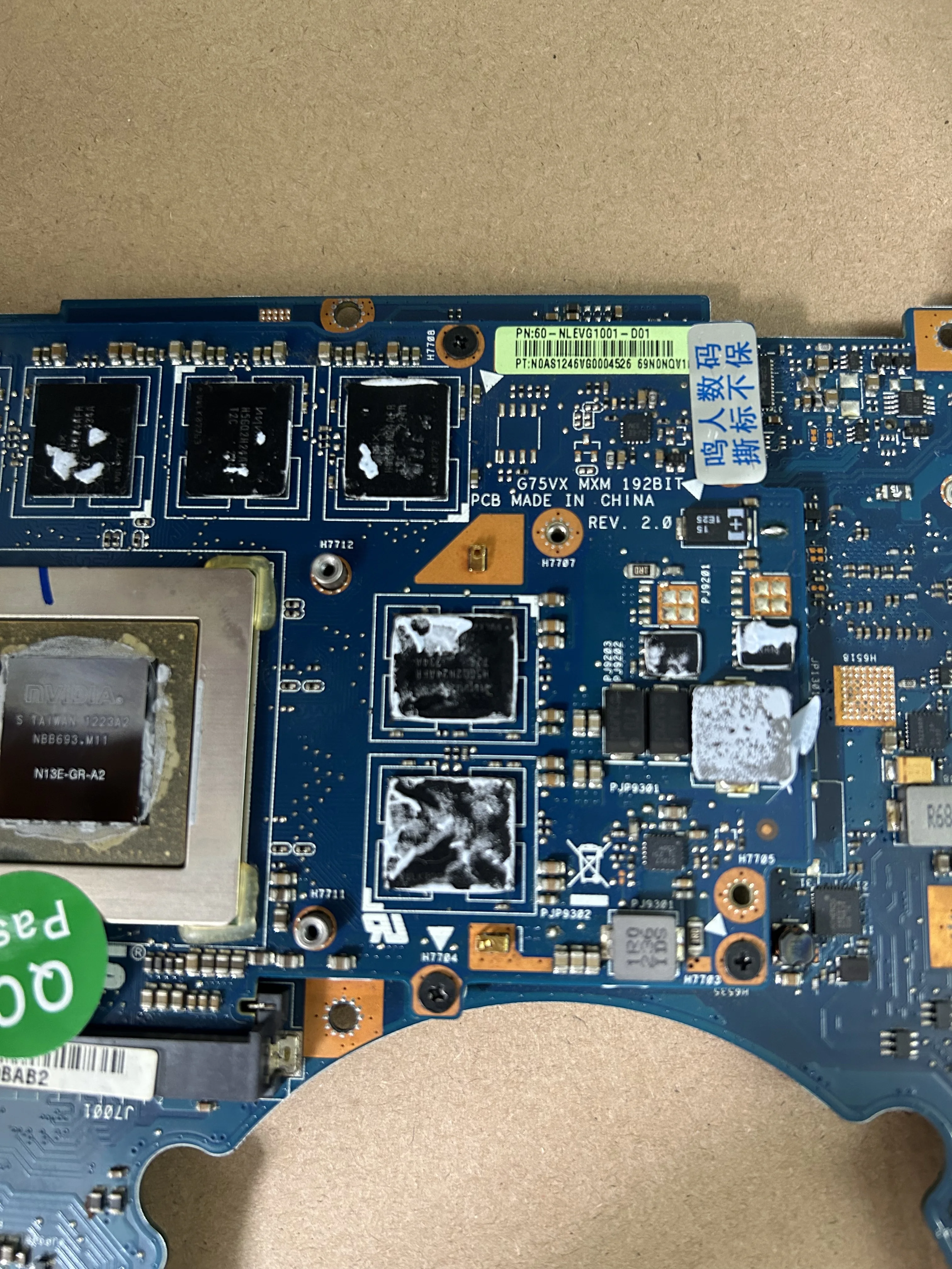 Para asus G75VX tarjeta gráfica N13E-GR-A2 para Asus G75V G75 GTX670M 3GB N13E-GR-A2 DDR5 pantalla tarjeta de vídeo trabajo probado - imagen 2