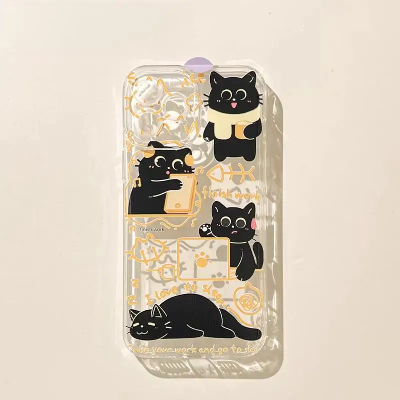 Funda para Samsung Galaxy A54 A55 A23 A24 A33 A52 A52S A53 M23 M54 A05S A15 A25 A14 A35 A31 A51 A71 A72 A73 carcasa gato negro - imagen 5