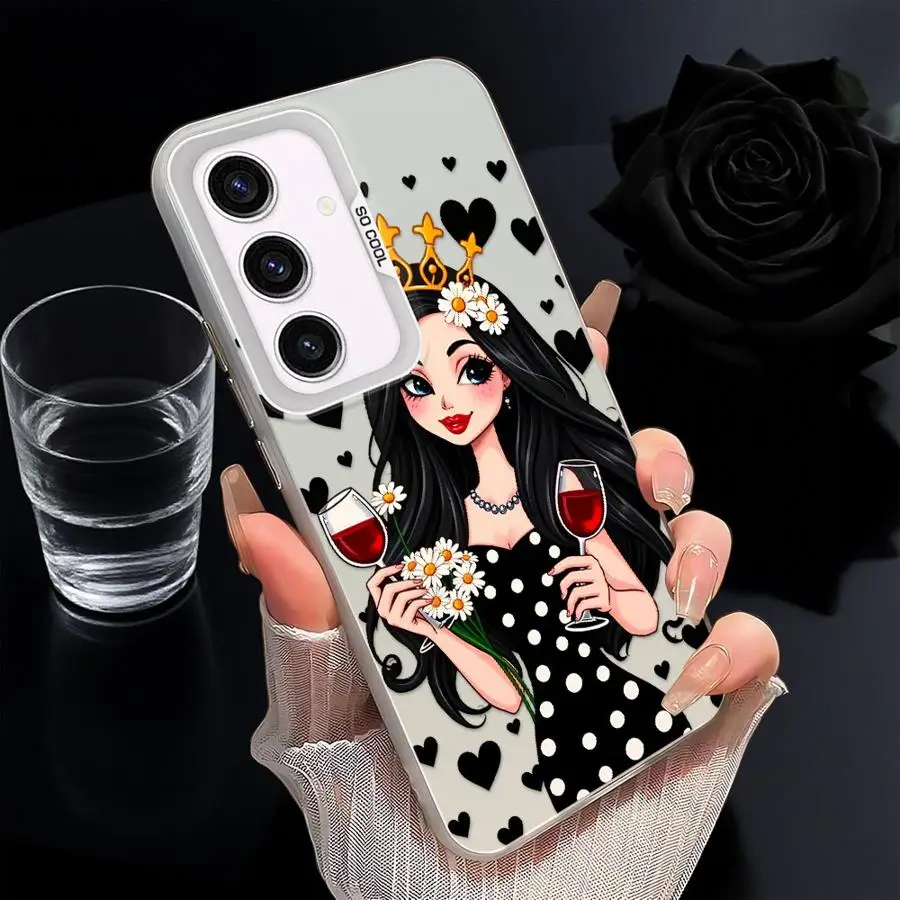 Funda trasera de teléfono para Samsung Galaxy A36 A33 A34 A26 A25 A73 A22 A52 A23 A53 A24 A32 mujer urbana de dibujos animados - imagen 3