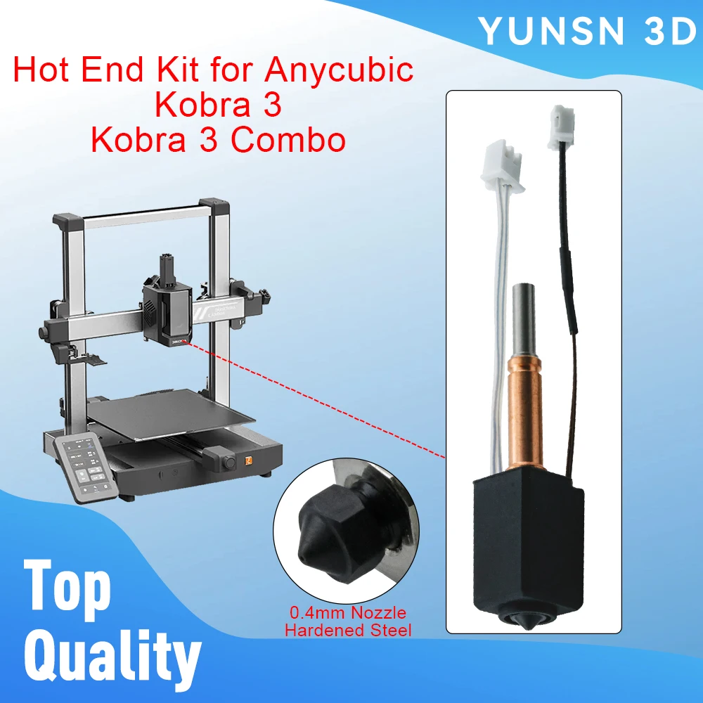 Para Anycubic Kobra 3 Kit Hotend mejorado impresoras 3D boquilla de acero endurecido 24V60W calefacción de cerámica para Kobra 3 Combo pieza de extremo caliente