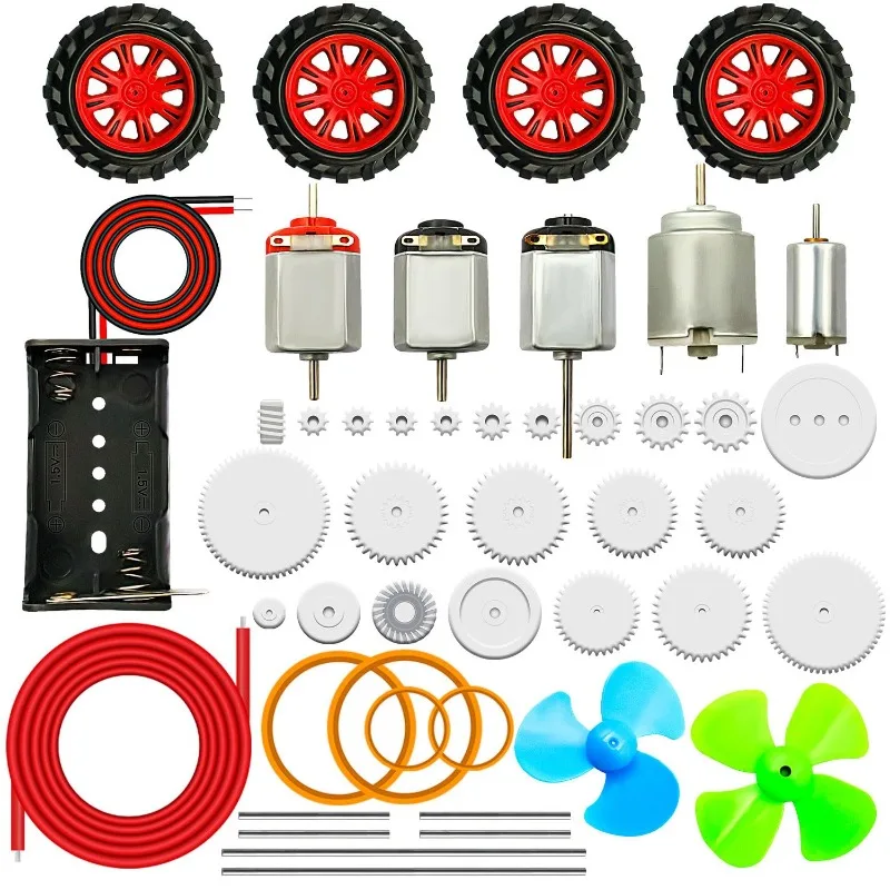 Kit de motores eléctricos DC TT, engranajes de plástico con Mini Motor RC, 1,5-3V, 15000RPM, hélice de eje de cable electrónico para proyectos de juguetes DIY