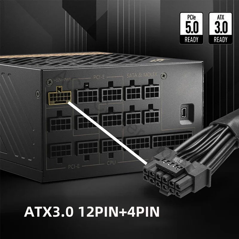 12VHPWR 12Pin PCI-E 5.0 PSU Cable adaptador ATX 3.0 12P+4P 600W o 3090Ti 4080 4090 Tarjeta gráfica - imagen 5