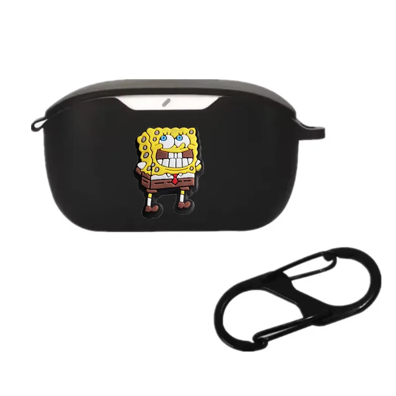Potdemiel SpongeBob funda para auriculares JBL Wave Buds/Buds2/100 auriculares inalámbricos de silicona carcasa protectora con gancho - imagen 5