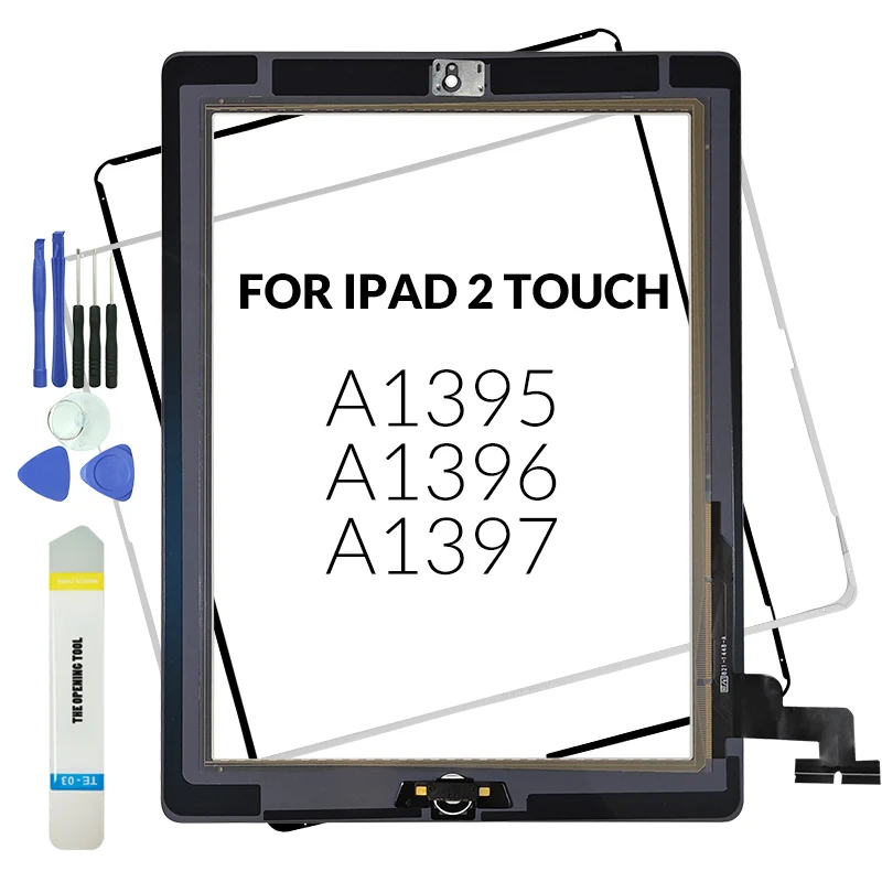 1 Uds para iPad 2 A1395 A1396 A1397 pantalla táctil digitalizador paneles de repuesto Sensor de pantalla táctil de cristal con botón + herramientas - imagen 2